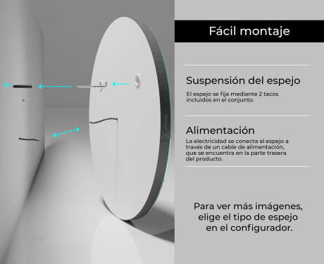 Espejo pared redondo con LED L98 #8