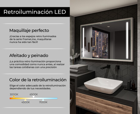 Rectangular espejo vintage con luz LED - FrameLine L02 #4