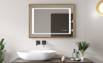 Rectangular espejo LED con marco de madera - FrameLine L61