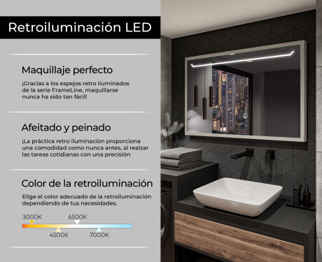 Rectangular espejo vintage con luz LED - FrameLine L128 #4